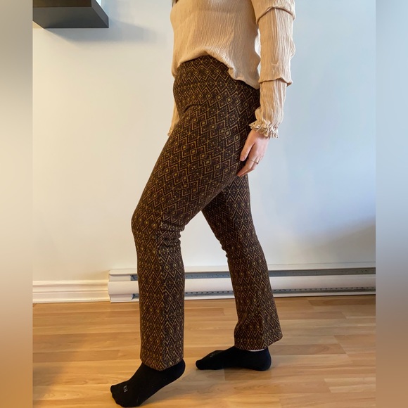 Free People Bohemian Knit Straight Leg Vintage Pattern Pull On Pants - Picture 7 of 16